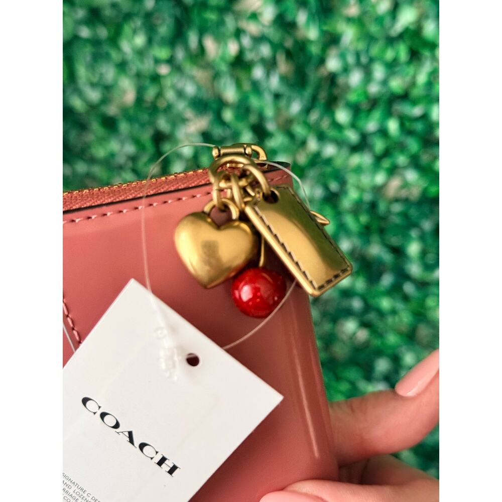 Coach Pink Cardholder Zippy Wallet Peony with Charms - Picture 4 of 5